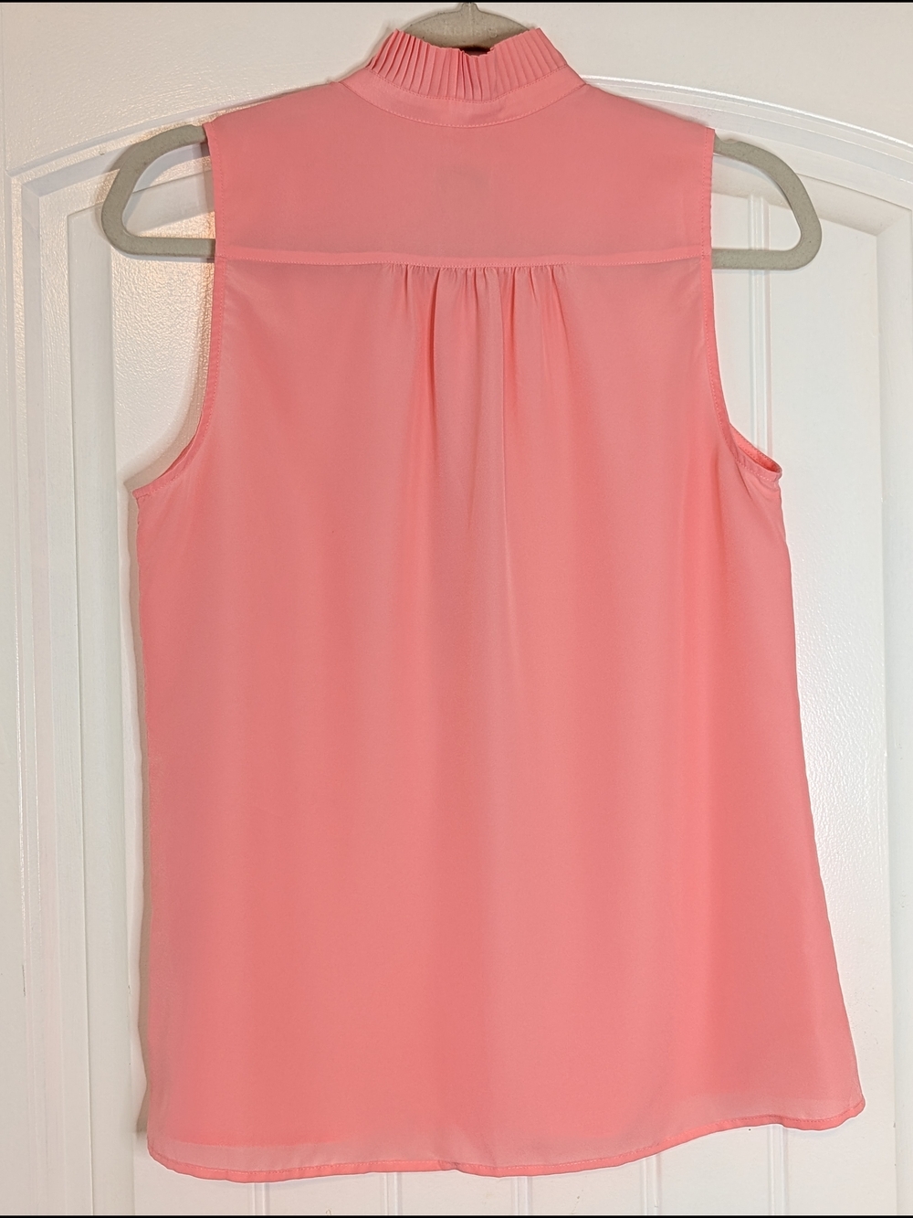 J Crew Peach Pink Ruffled Mock Neck Collar Sleeveless Shirt - Picture 5 of 13